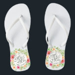 Lovely Mr. and Mrs. Floral Wedding Flip Flops<br><div class="desc">For further customization,  please click the "Customize" button and use our design tool to modify this template. If the options are available,  you may change text and image by simply clicking on "Edit/Remove Text or Image Here" and add your own. Designed by Freepik.</div>