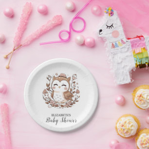 Lovely Mystical Owl Baby Shower Paper Plates