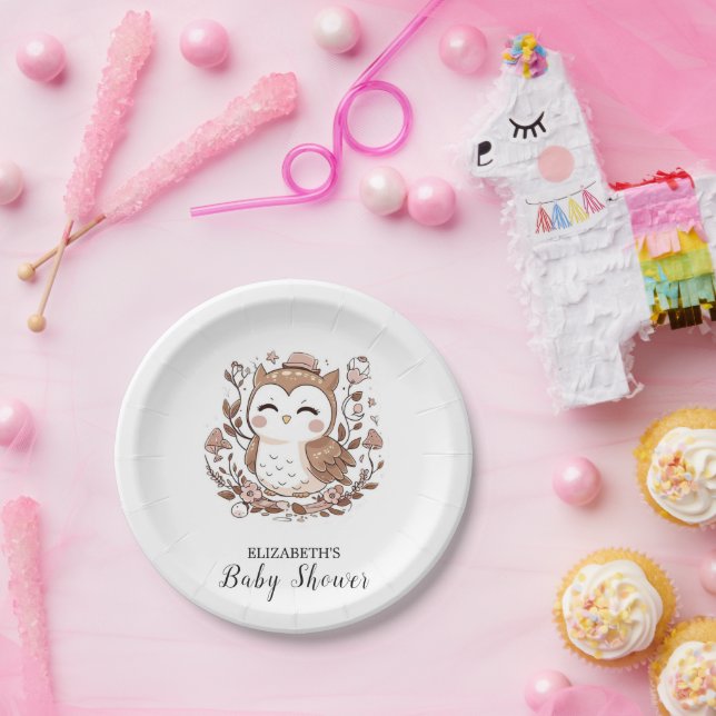 Lovely Mystical Owl Baby Shower Paper Plates (Party)