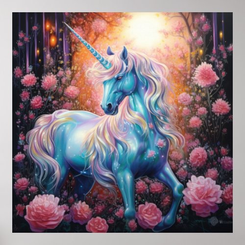 Lovely Mythical Unicorn Colorful Poster Gift