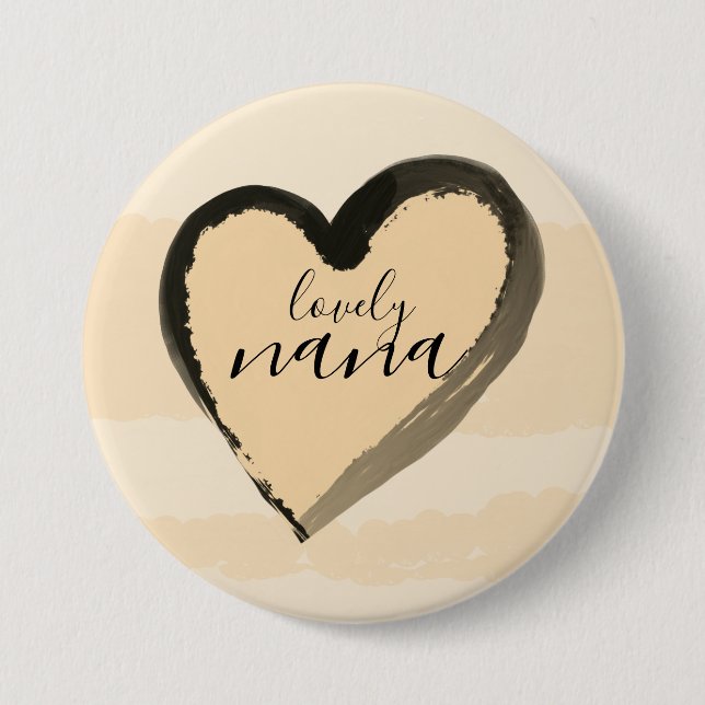 LOVELY NANA GOLDEN HEART ABSTRACT BUTTON (Front)