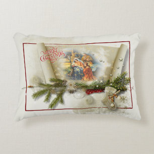Lovely nativity collage custom holiday  accent pillow