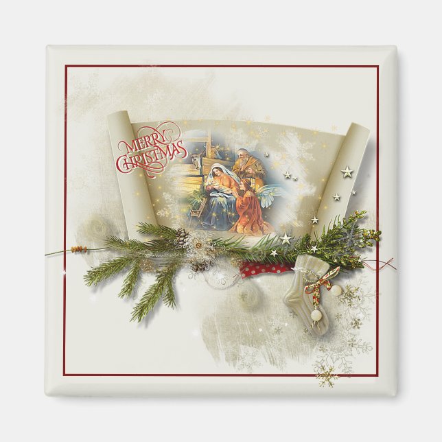 Lovely nativity collage custom holiday  magnet (Front)