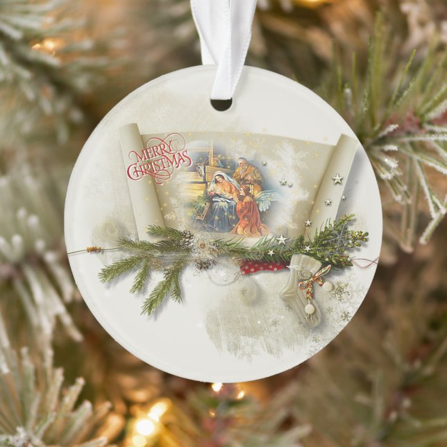 Lovely nativity collage custom holiday  ornament (Tree)