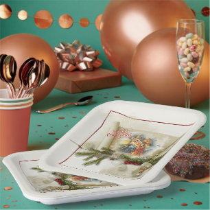 Lovely nativity collage custom holiday  paper plates