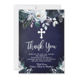 Lovely Navy Blue Floral Baptism Thank You Cards Lovely Navy Blue Floral Baptism Thank You Cards
