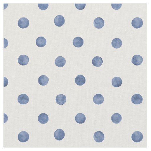 Lovely navy blue polka dots on white background fabric