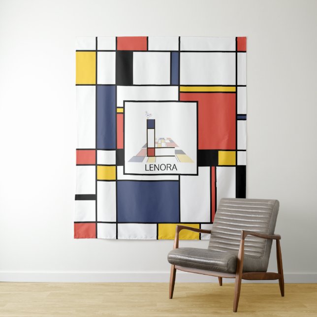 Lovely Neoplasticism Art Monogram. Letter L Tapestry (In Situ)