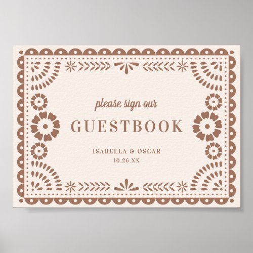 Lovely Neutral Papel Picado Wedding Guestbook Sign