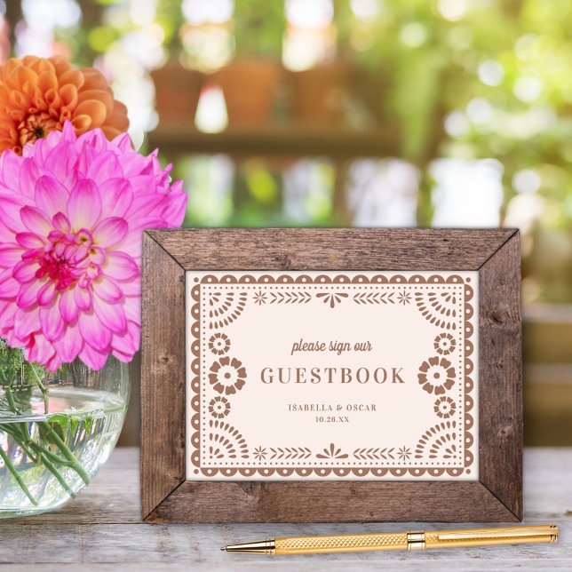 Lovely Neutral Papel Picado Wedding Guestbook Sign (Creator Uploaded)