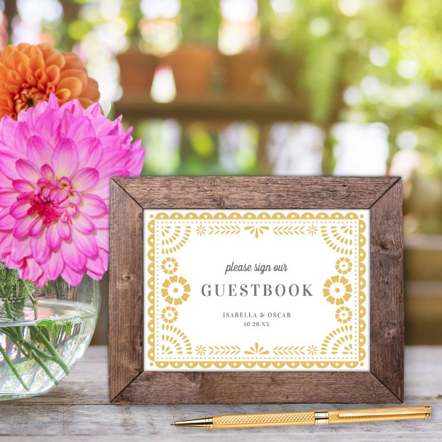Lovely Neutral Papel Picado Wedding Guestbook Sign (Creator Uploaded)
