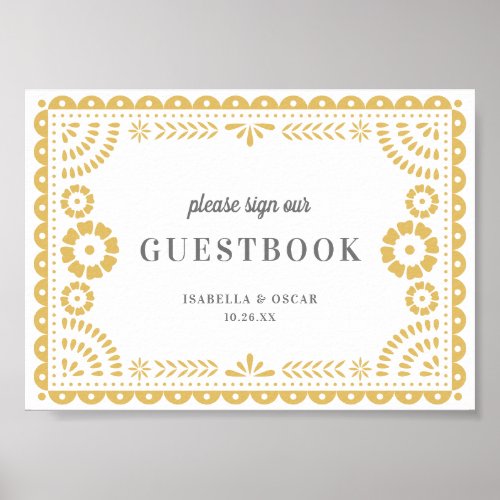 Lovely Neutral Papel Picado Wedding Guestbook Sign