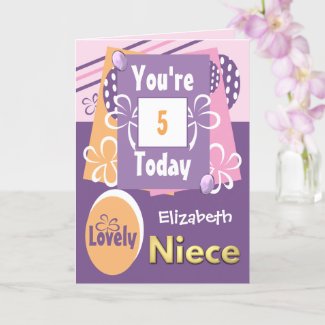 Lovely niece 5 today purple and pink birthday card