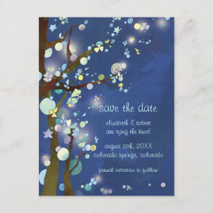 Lovely Night Blue Wedding Save the Date Announcement Postcard
