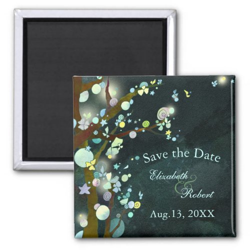 Lovely Night Elven Forest Wedding Save the Date Magnet
