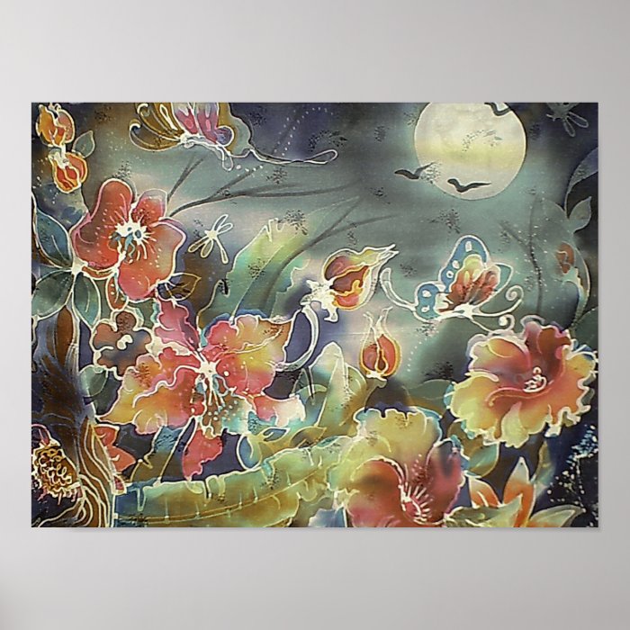 Lovely Night Garden Painting Poster