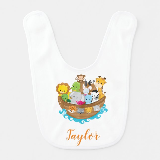 Lovely Noah Ark Baby Bib (Front)