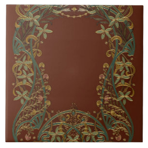 Lovely Nouveau Floral With Lily Ceramic Tile