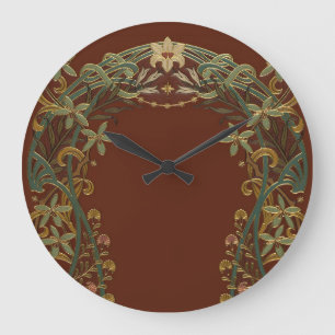 Lovely Nouveau Floral With Lily Large Clock