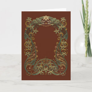 Lovely Nouveau Floral With Lily Letterpress Thank You Card