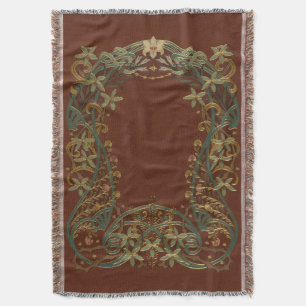 Lovely Nouveau Floral With Lily Throw Blanket