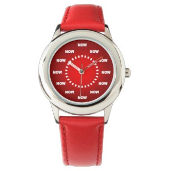 Lovely "now" Watch (red) by TheArtOfPamela at Zazzle