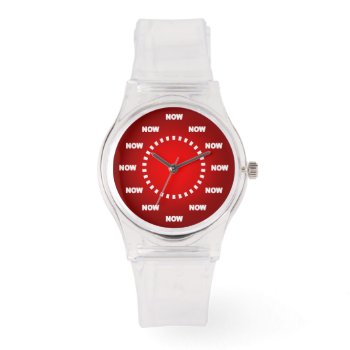 Lovely "now" Watch (red) by TheArtOfPamela at Zazzle