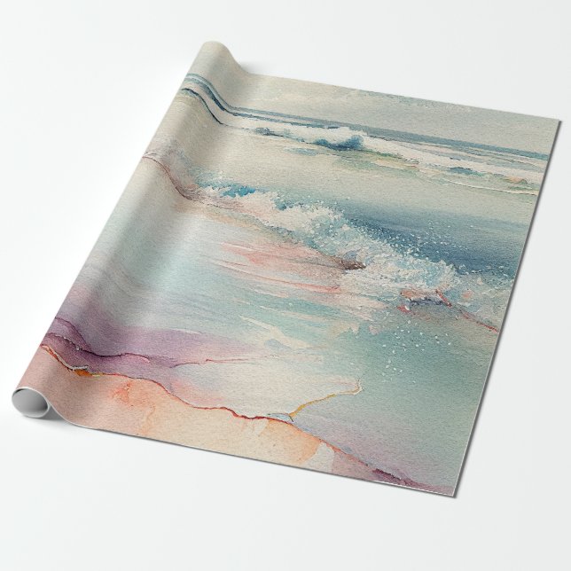 Lovely Ocean Waves Wrapping Paper (Unrolled)