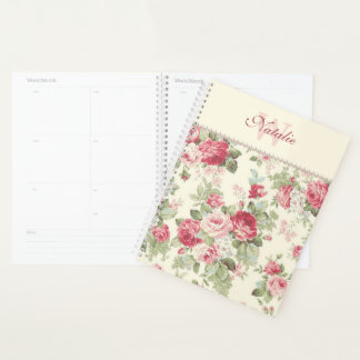 Lovely Old Fashioned Red and Pink Roses and Pearls Planner