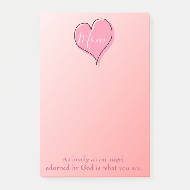 Lovely ombre pink heart Mom Post-it Notes (Front)