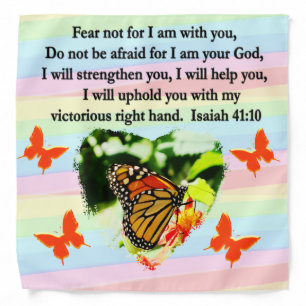 LOVELY ORANGE BUTTERFLY ISAIAH 41:10 DESIGN BANDANA