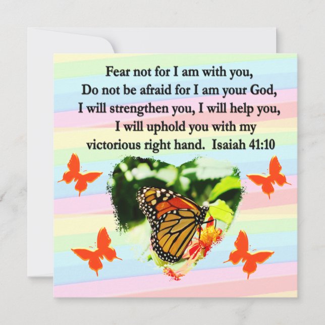LOVELY ORANGE BUTTERFLY ISAIAH 41:10 DESIGN INVITATION (Front)