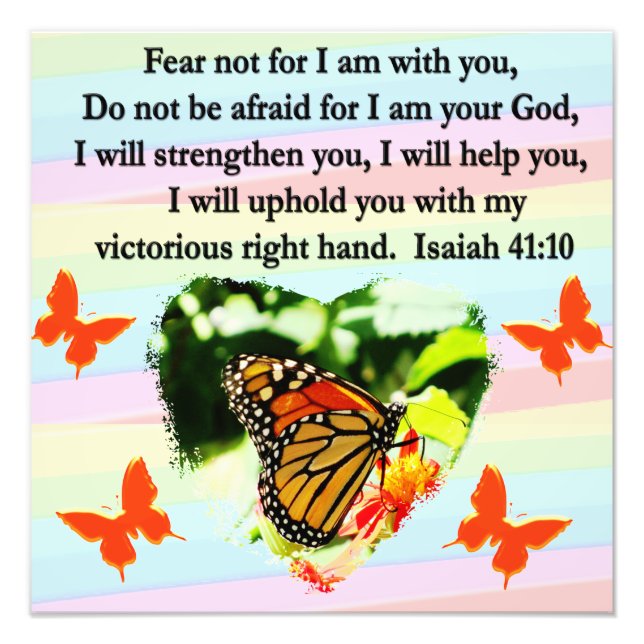 LOVELY ORANGE BUTTERFLY ISAIAH 41:10 DESIGN PHOTO PRINT (Front)