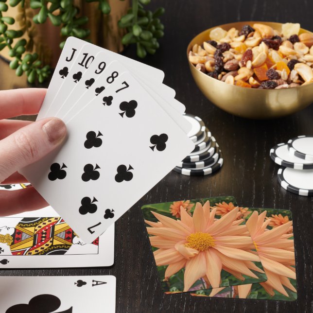 Lovely Orange Dahlia Flower Floral Poker Cards (In Situ)