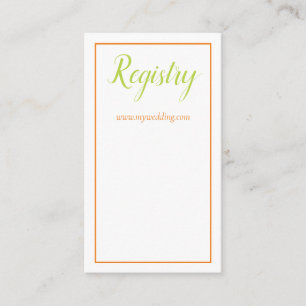 Lovely Orange Green and White Wedding Registry Enclosure Card