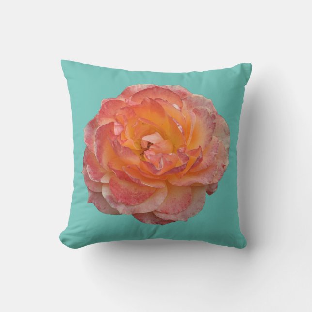 Lovely orange peony throw pillow (Front)