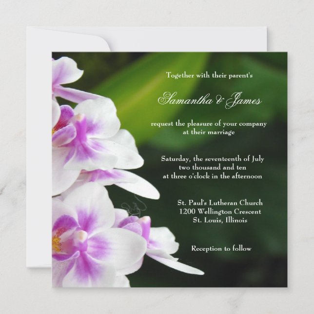 Lovely Orchid Wedding Invitation (Front)