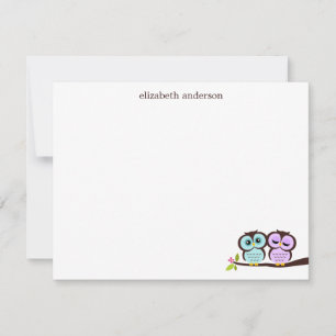 Lovely Owl Couple Custom Thank You Notes