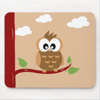 Lovely Owl with Bright Eyes Mouse Pad