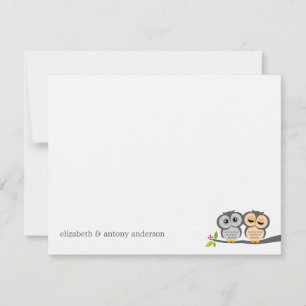 Lovely Owls Custom Flat Thank You Notes Invitation