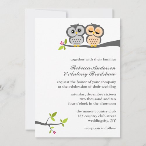 Lovely Owls Custom Wedding Invite