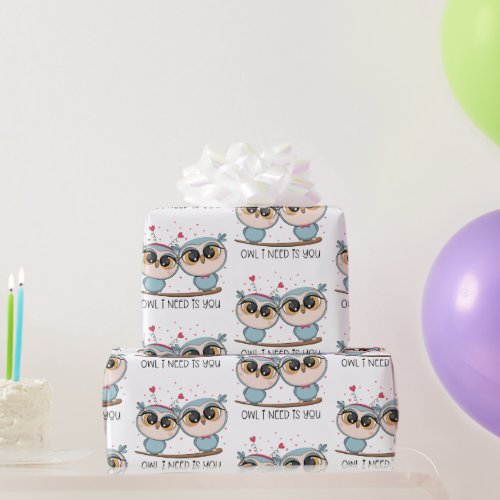 Lovely Owls in Love Wrapping Paper