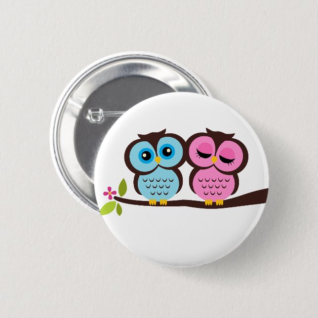 Lovely Owls Pinback Button (Front & Back)