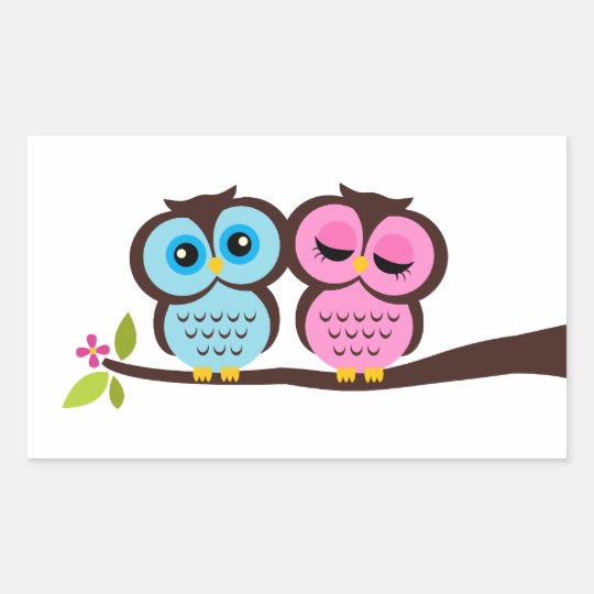 Lovely Owls Rectangular Sticker