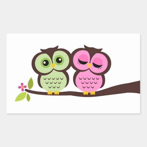 Lovely Owls Rectangular Sticker