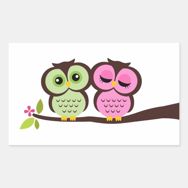 Lovely Owls Rectangular Sticker (Front)