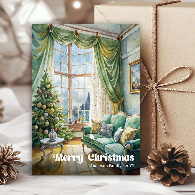 Lovely painted Christmas scene with festive glow Holiday Card (Lovely painted Christmas scene with festive glow)
