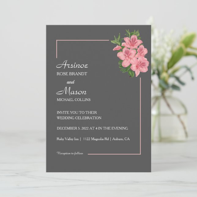 Lovely Painted Hibiscus Wedding  Invitation (Standing Front)