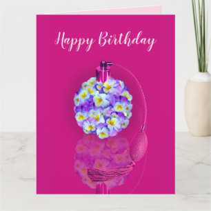 Lovely Pansy Atomizer Birthday Party Card