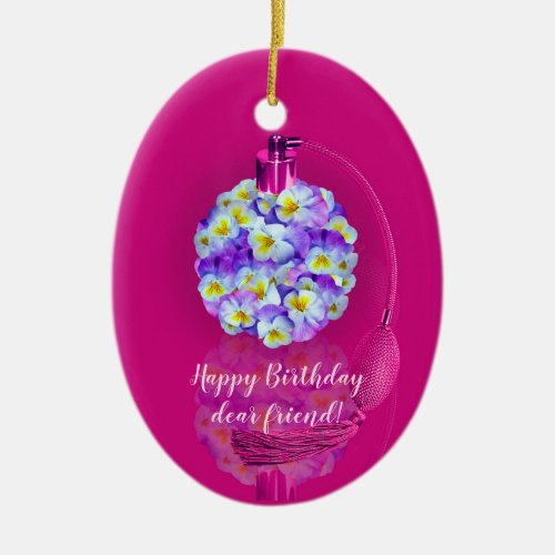 Lovely Pansy Atomizer  Birthday Party Ceramic Ornament